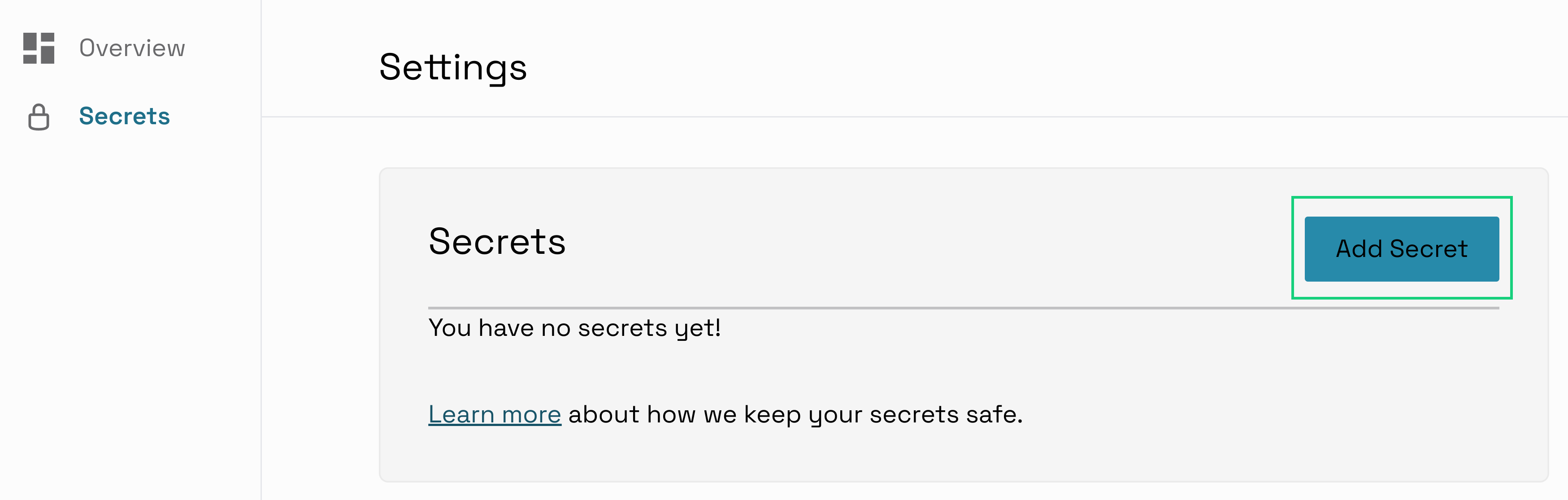 An image showing Add a Secret