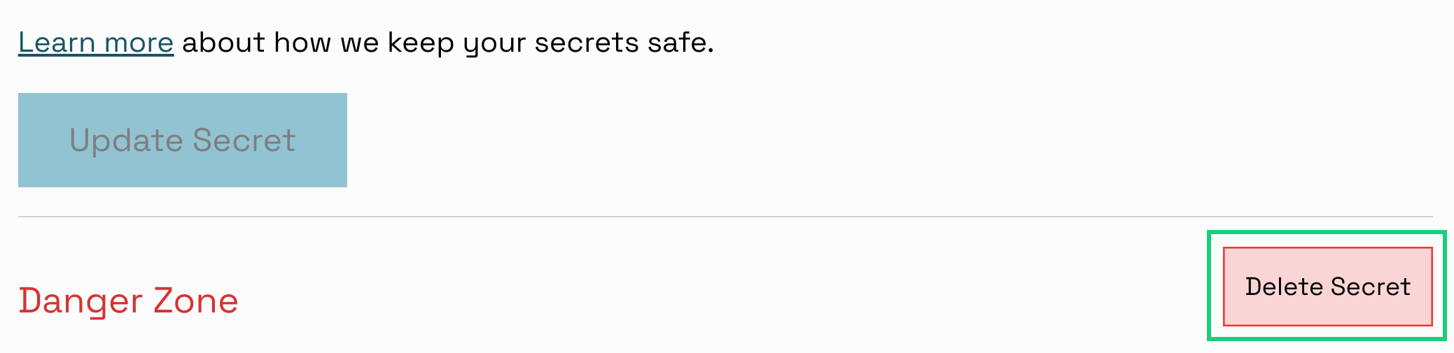 An image showing a Secret be edited